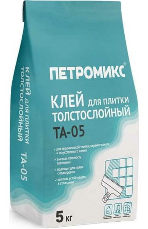 Клей для плитки толстослойный ПЕТРОМИКС ТА-05 КУ 5 кг
